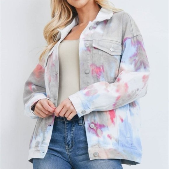 MODA ME COUTURE Jackets & Blazers - CASUAL DOLLZ Tie Dye Denim Jacket